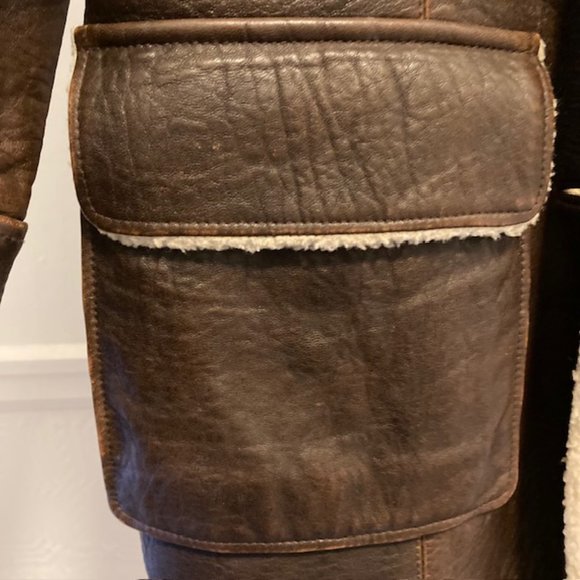 Pollini Women's Italian brown leather jacket size 42/10 US faux sheepskin lining - Picture 5 of 10